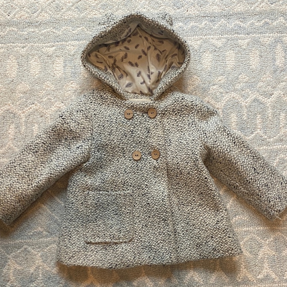ZARA Cozy Gray Kids Hooded Coat